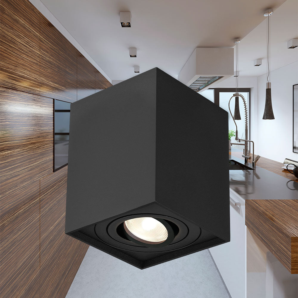Spot Aplicat Patrat Fascicul Reglabil Negru Dulie GU10 L80xH100mm led ceiling light