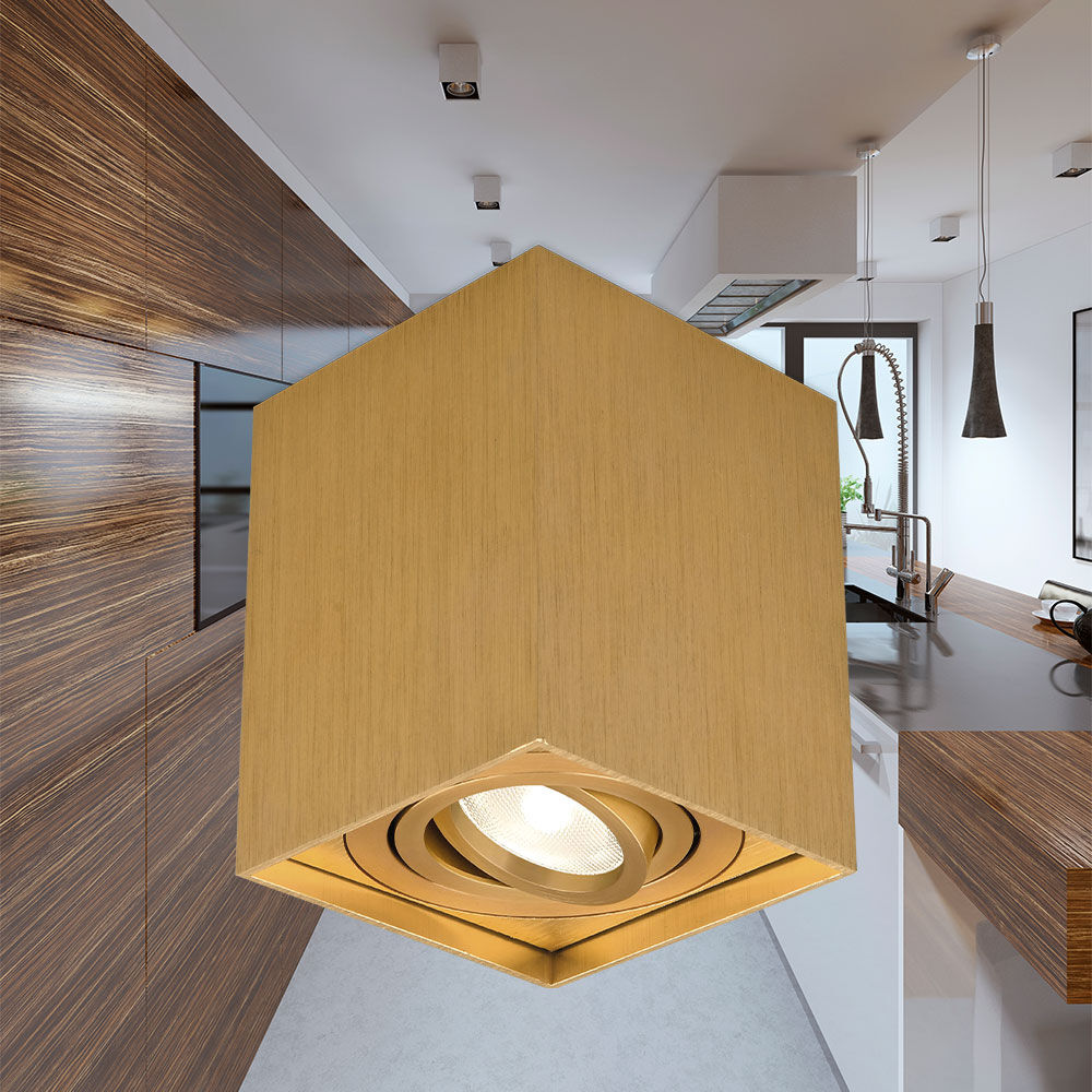 Spot Aplicat Patrat Fascicul Reglabil Auriu Dulie GU10 L80xH100mm led ceiling light