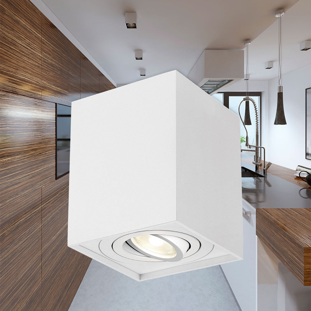 Spot Aplicat Patrat Fascicul Reglabil Alb Dulie GU10 L80xH100mm