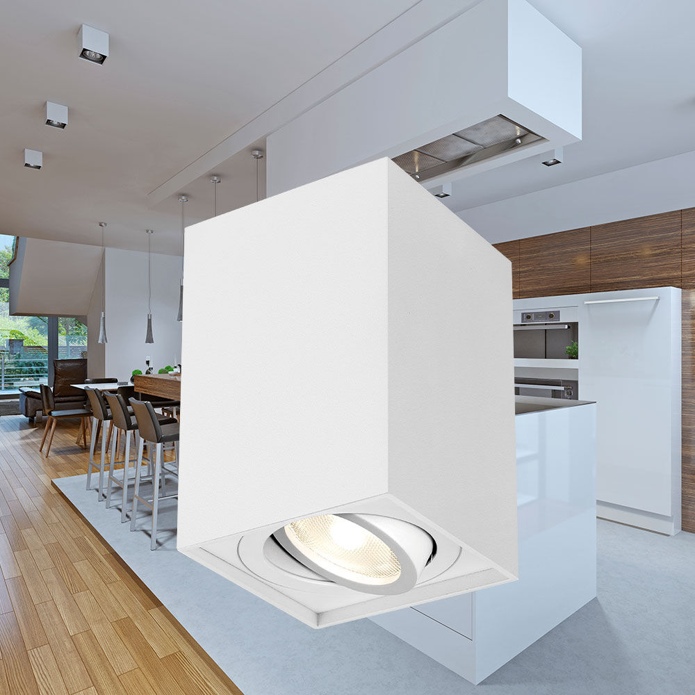 Spot Aplicat Dreptunghiular Fascicul Reglabil Alb Dulie GU10 12.5CM