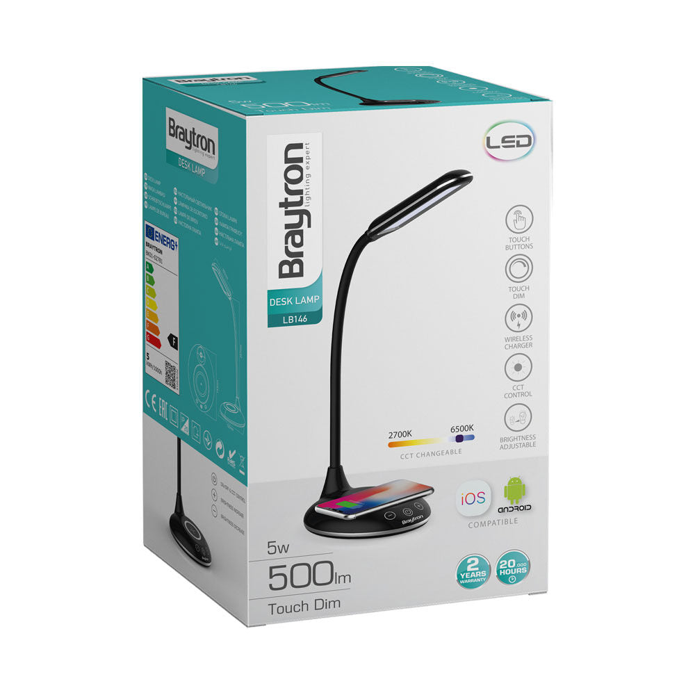 Veioza LED Neagra Dimabila Incarcare Wireless 3 Tipuri de Lumina 48CM