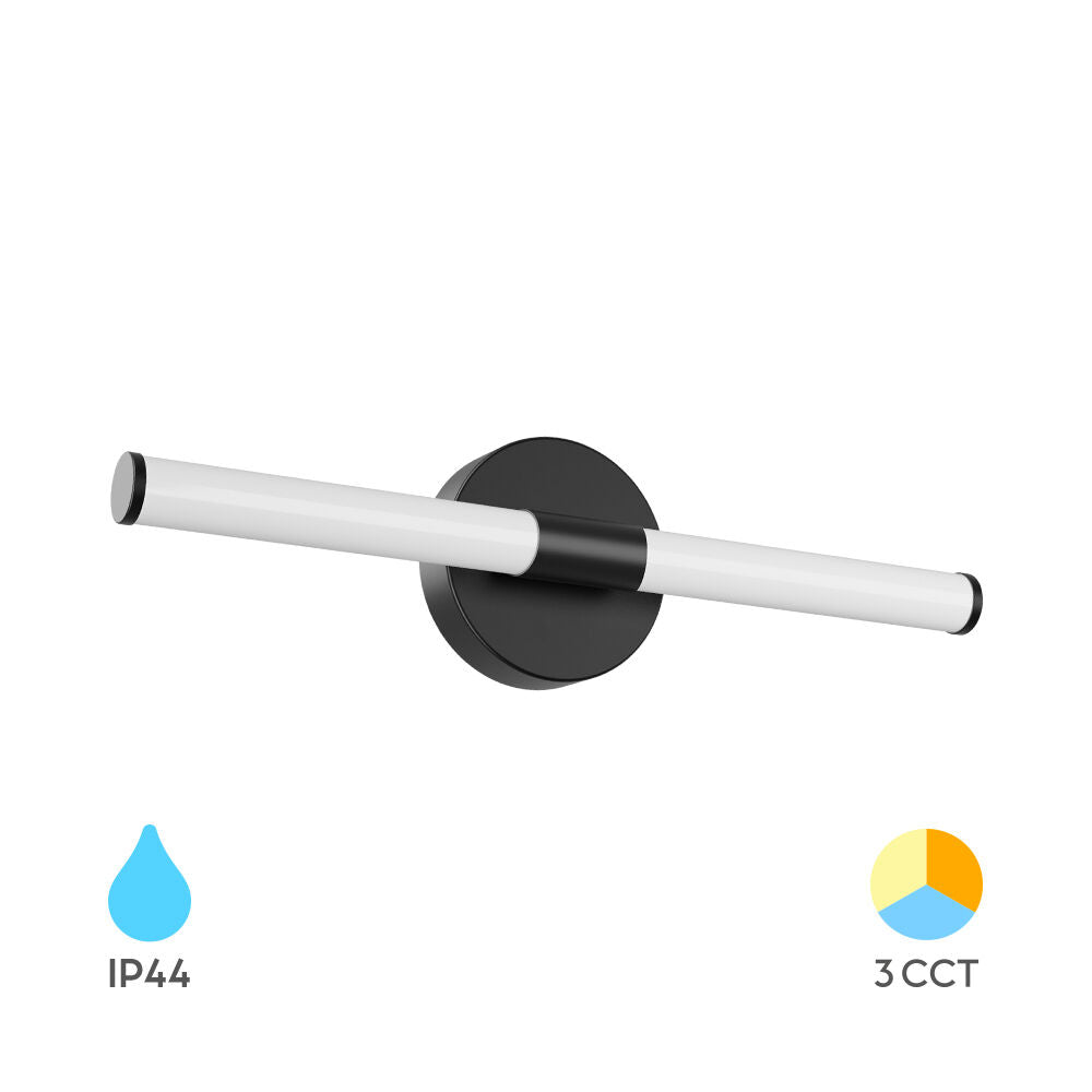 Aplica LED Baie 7W ELVORA Neagra 45cm 3 Lumini din Buton
