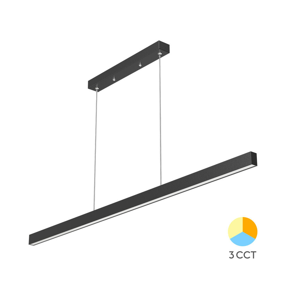 Lustra LED Suspendata Liniara Neagra LINA 120cm 3 Lumini din Buton Echivalent 300W