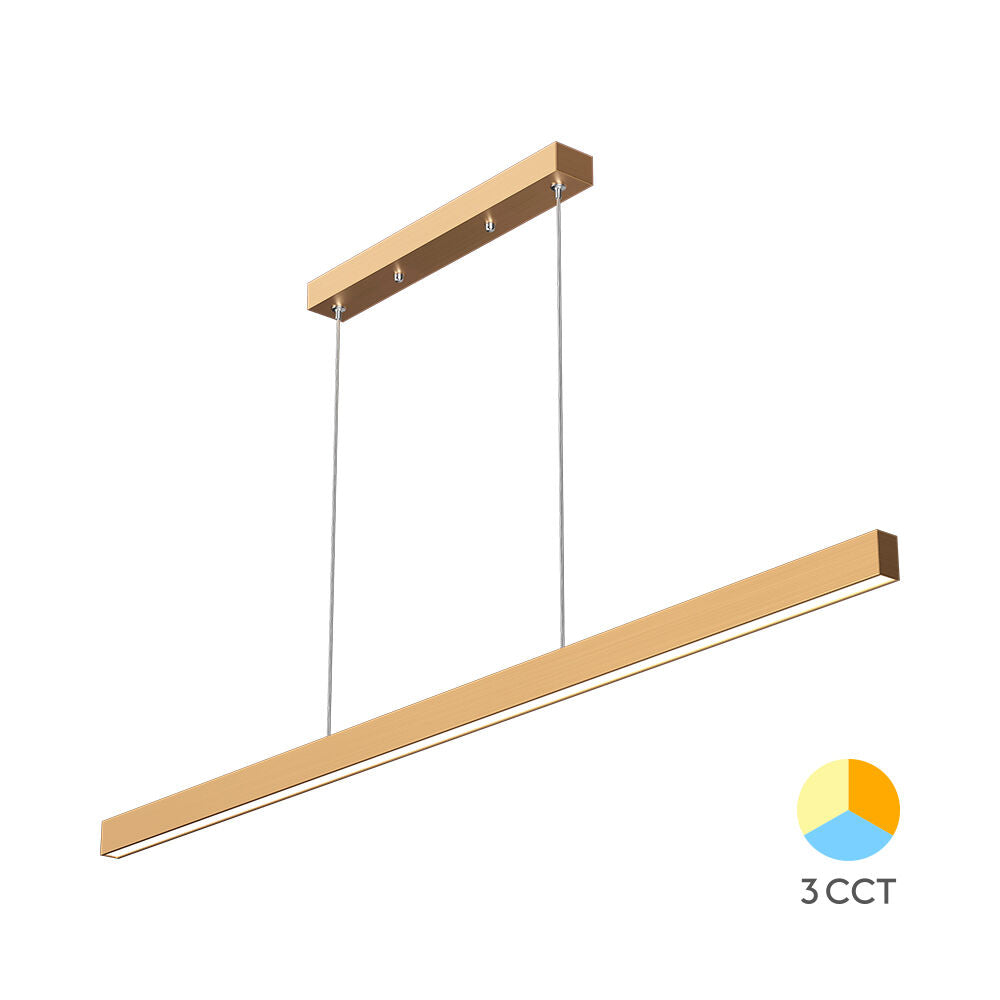 Lustra LED Suspendata Liniara Gold LINA 120cm 3 Lumini din Buton Echivalent 300W