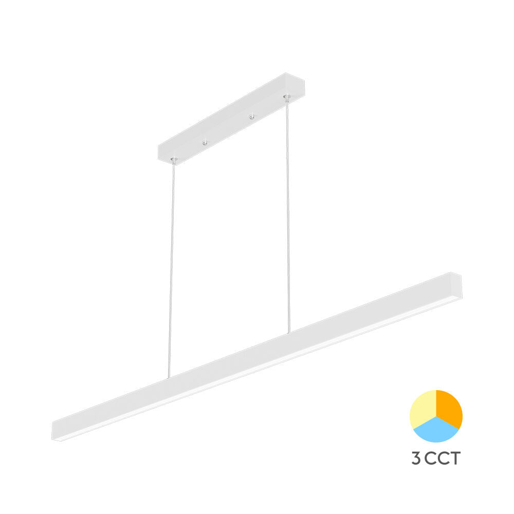 Lustra LED Suspendata Liniara Alba LINA 120cm 3 Lumini din Buton Echivalent 300W