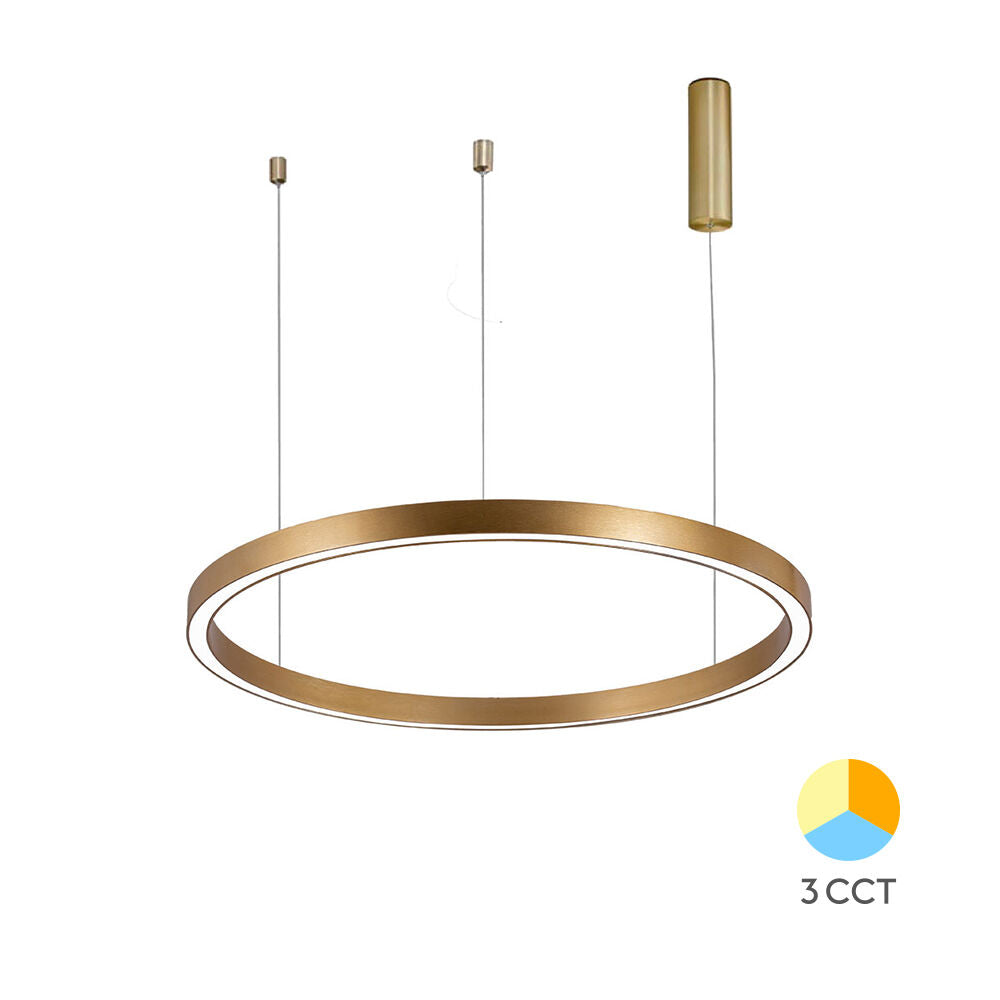 Lustra LED Suspendata TULLIO 60cm Gold 1 Segment Echivalent 300W