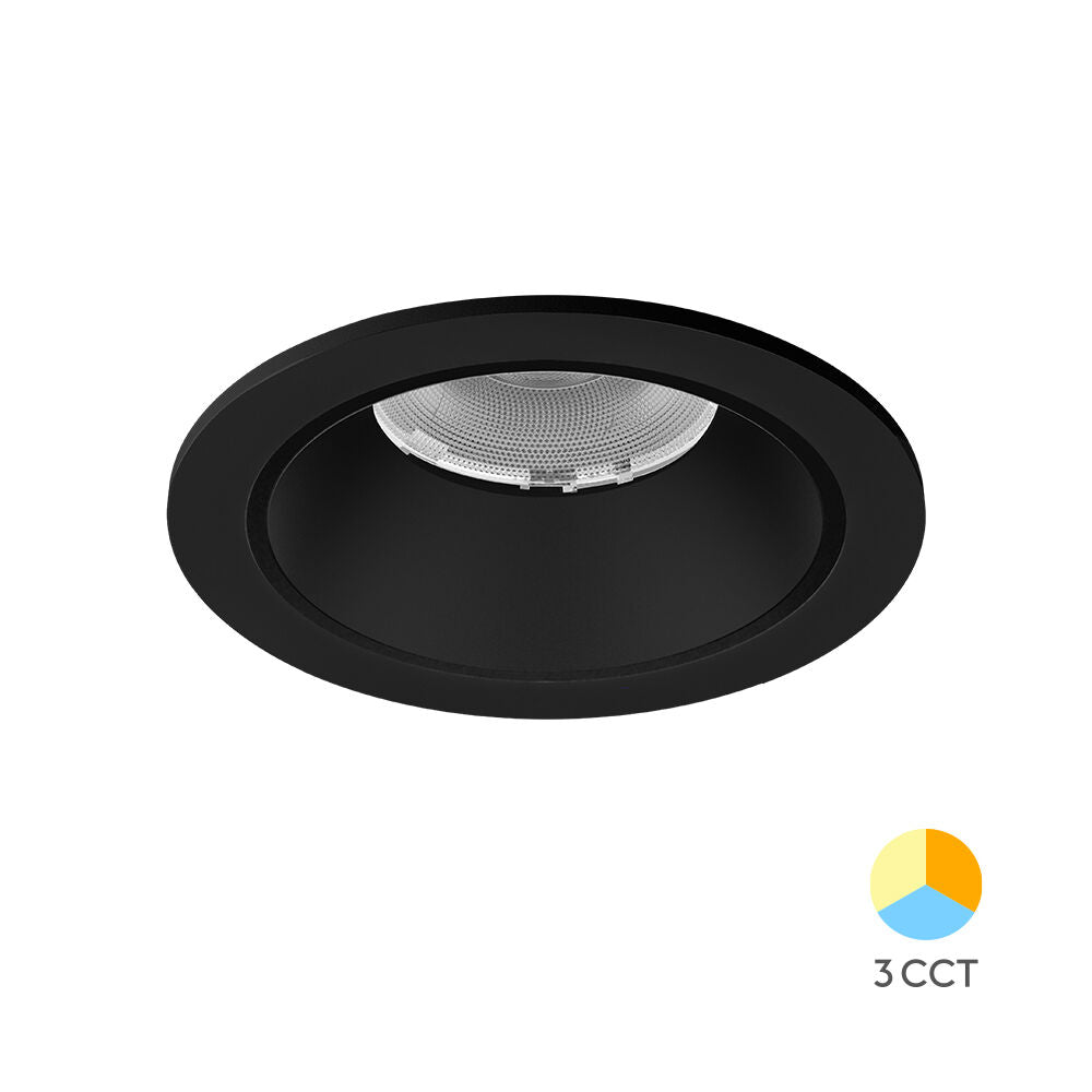 Spot LED 20W Incastrabil CCT Rotund Negru cu 3 Lumini ⌀11CM
