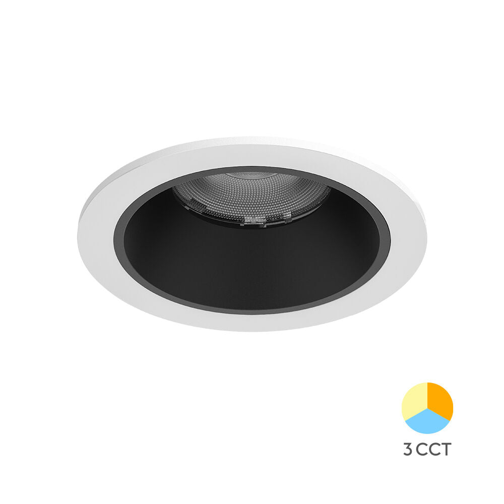 Spot LED 20W Incastrabil CCT Rotund Alb si Negru cu 3 Lumini ⌀11CM