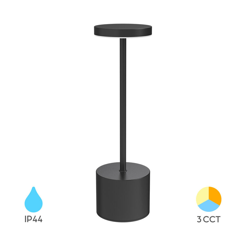 Veioza LED Decorativa Neagra 3 Tipuri de Lumina 34CM IP44