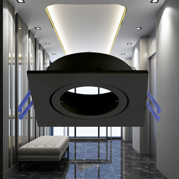 Spot Incastrat Patrat Fascicul Reglabil Negru Dulie MR16 L82xH25mm