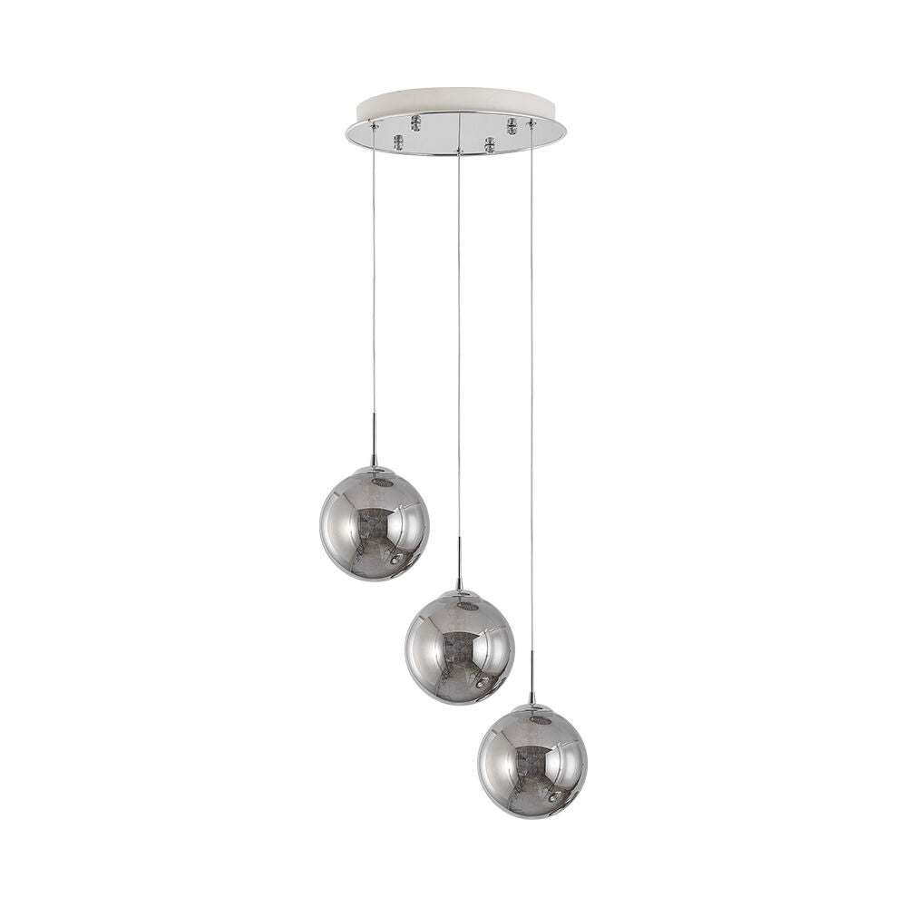 Lustra Suspendata LIMA Silver Abajur Fumuriu 3xG9