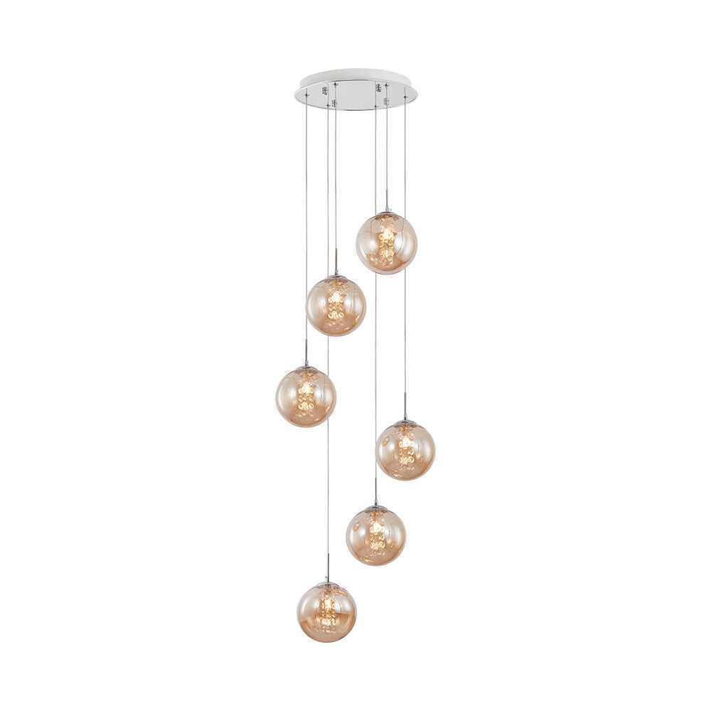 Lustra Suspendata LIMA Silver Abajur Transparent 6xG9