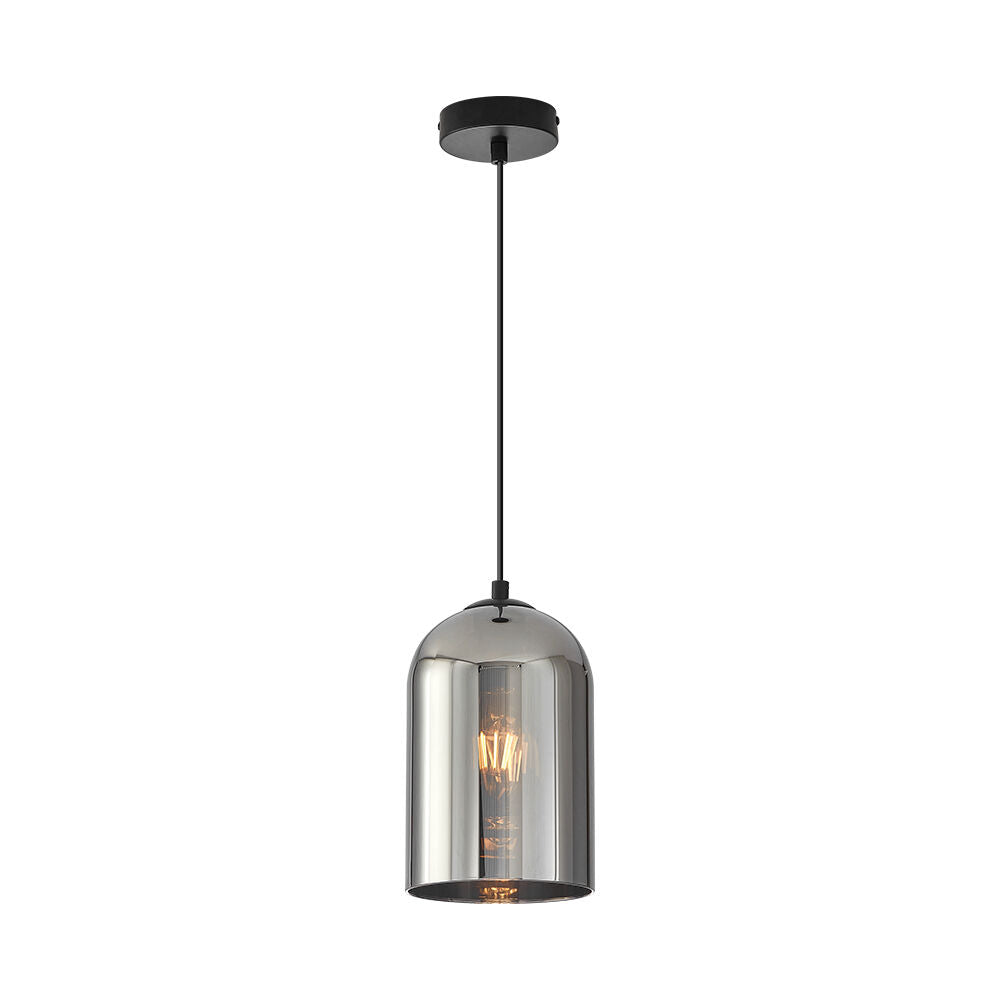 Pendul Smokey Negru Abajur Fumuriu 1xE27