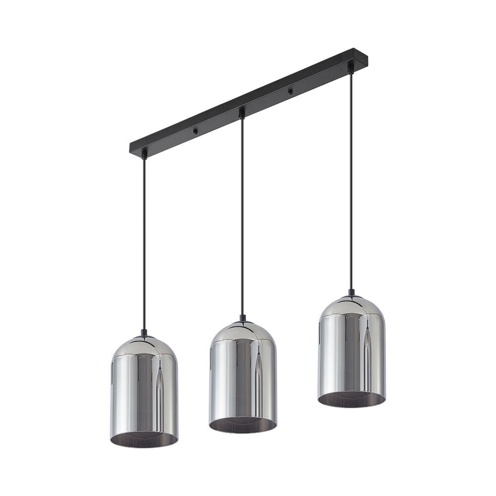 Lustra Liniara Smokey Negru Abajur Fumuriu 3xE27