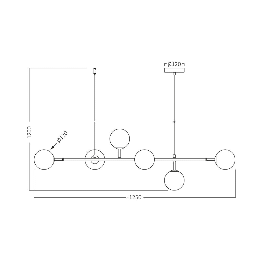Lustra Suspendata Abajur Transparent 6xG9 Volta Black