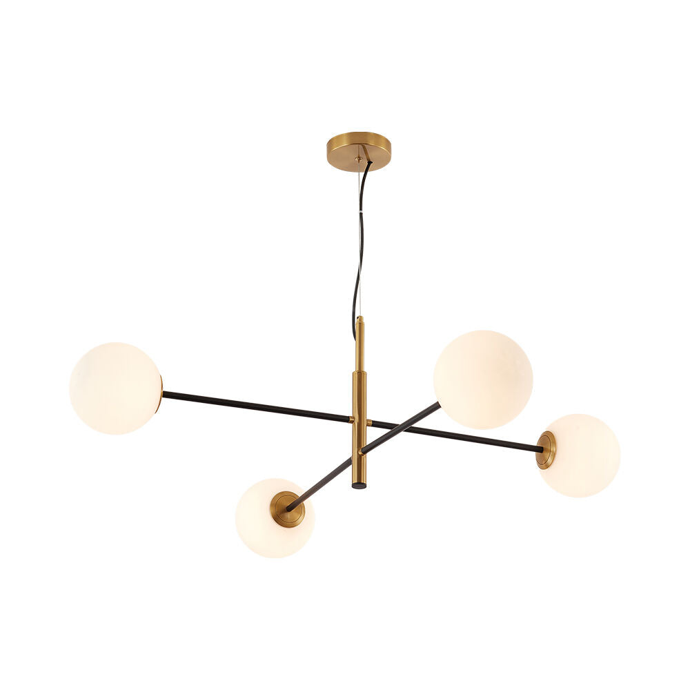 Lustra Abajur MAT Black+Gold Suspendata SOLVIK 4xG9