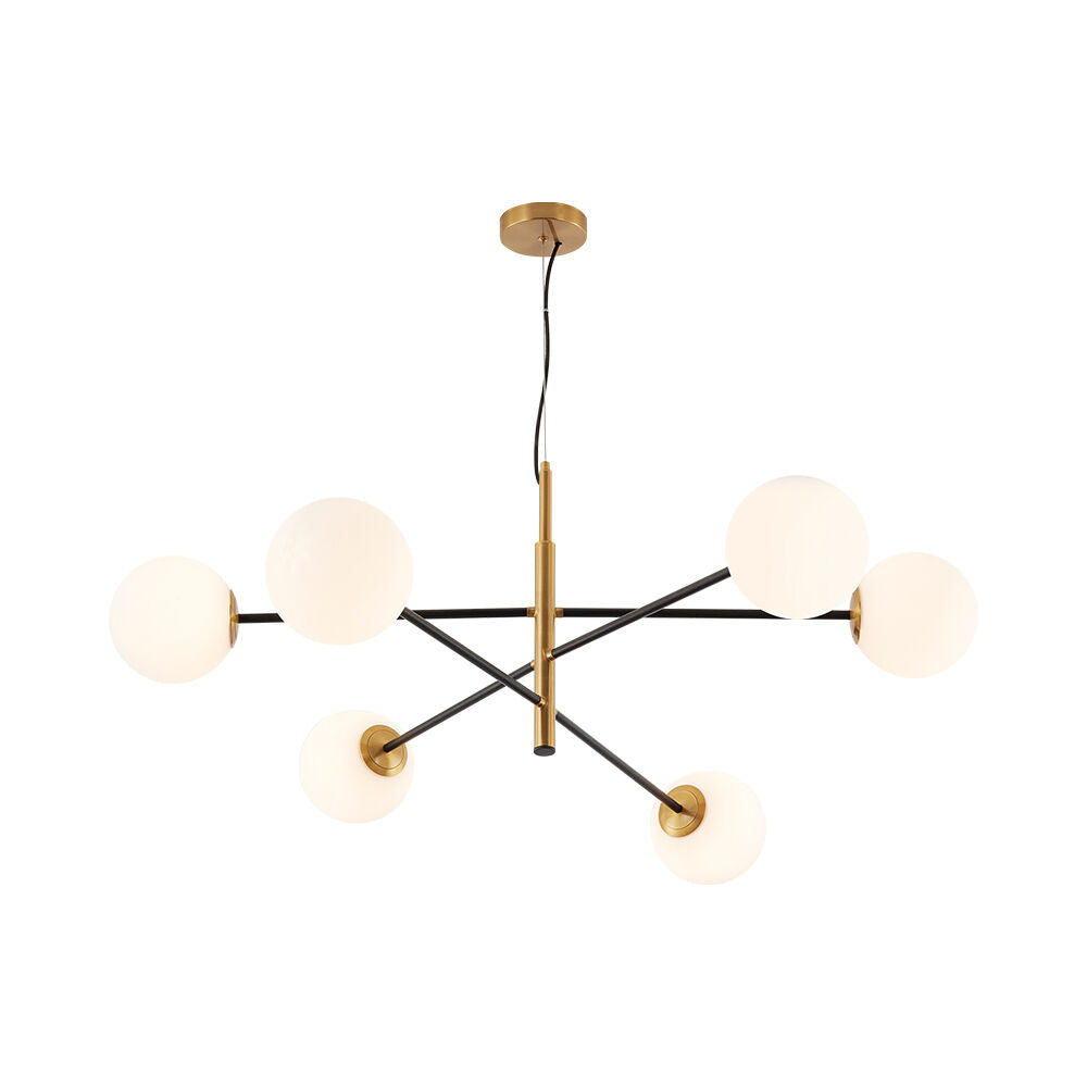 Lustra Abajur MAT Black+Gold Suspendata SOLVIK 6xG9