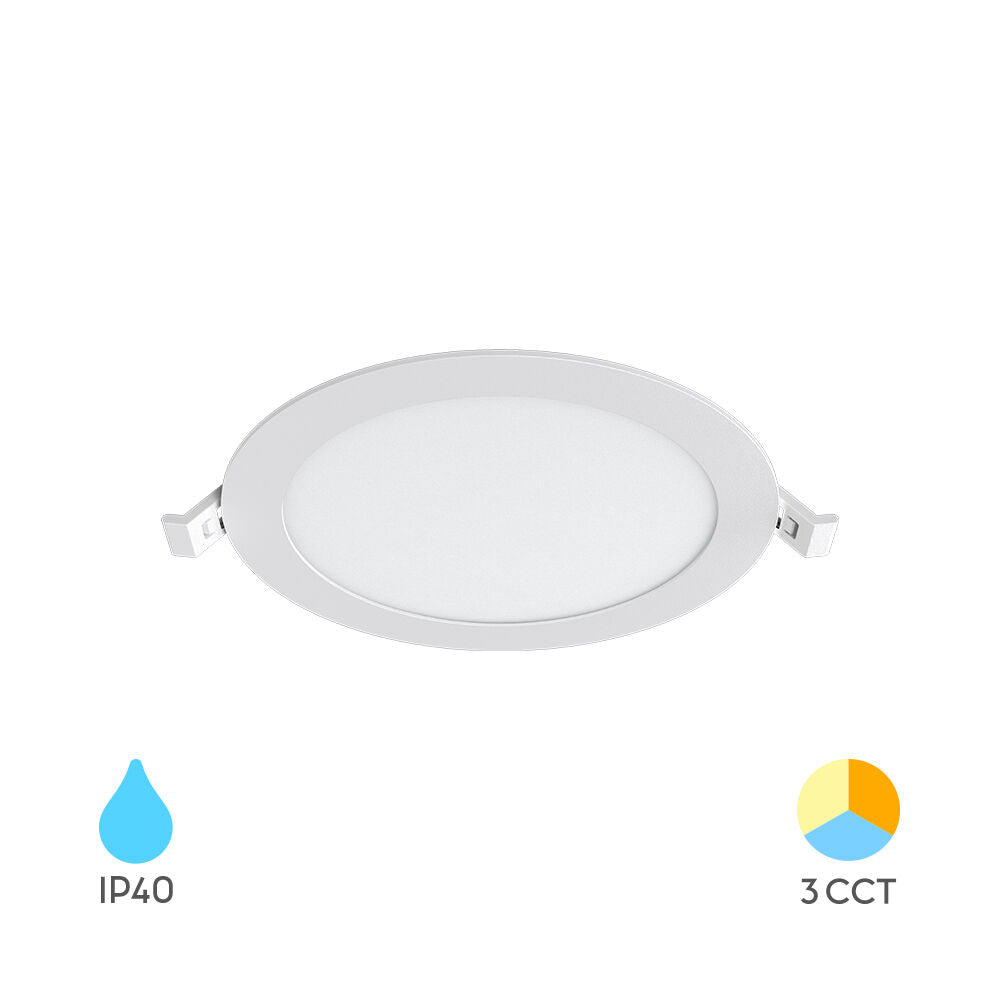 Spot LED 12W CCT Slim Rotund Alb / ⌀170mm / Incastrabil IP40 / 3 Lumini