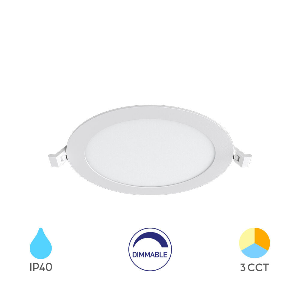 Spot LED 12W CCT Slim Rotund Alb / Dimabil / ⌀170mm / Incastrabil IP40 / 3 Lumini