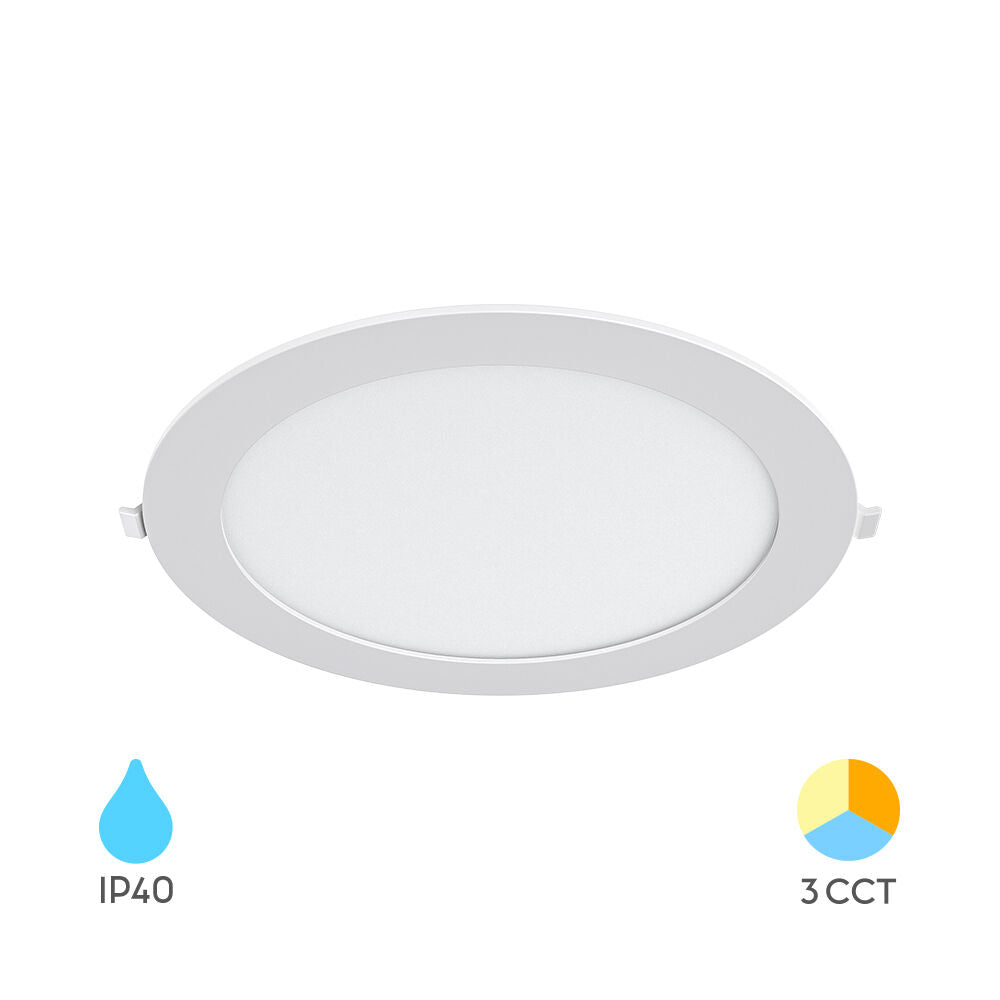 Spot LED 18W CCT Slim Rotund Alb / ⌀229mm / Incastrabil IP40 / 3 Lumini
