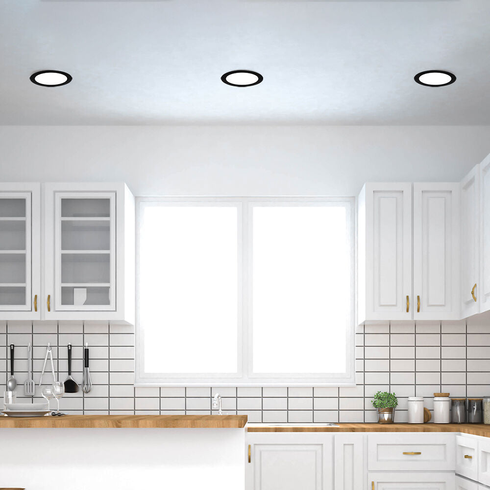 Spot LED 18W CCT Slim Rotund Negru / Dimabil / ⌀229mm / Incastrabil IP40 / 3 Lumini