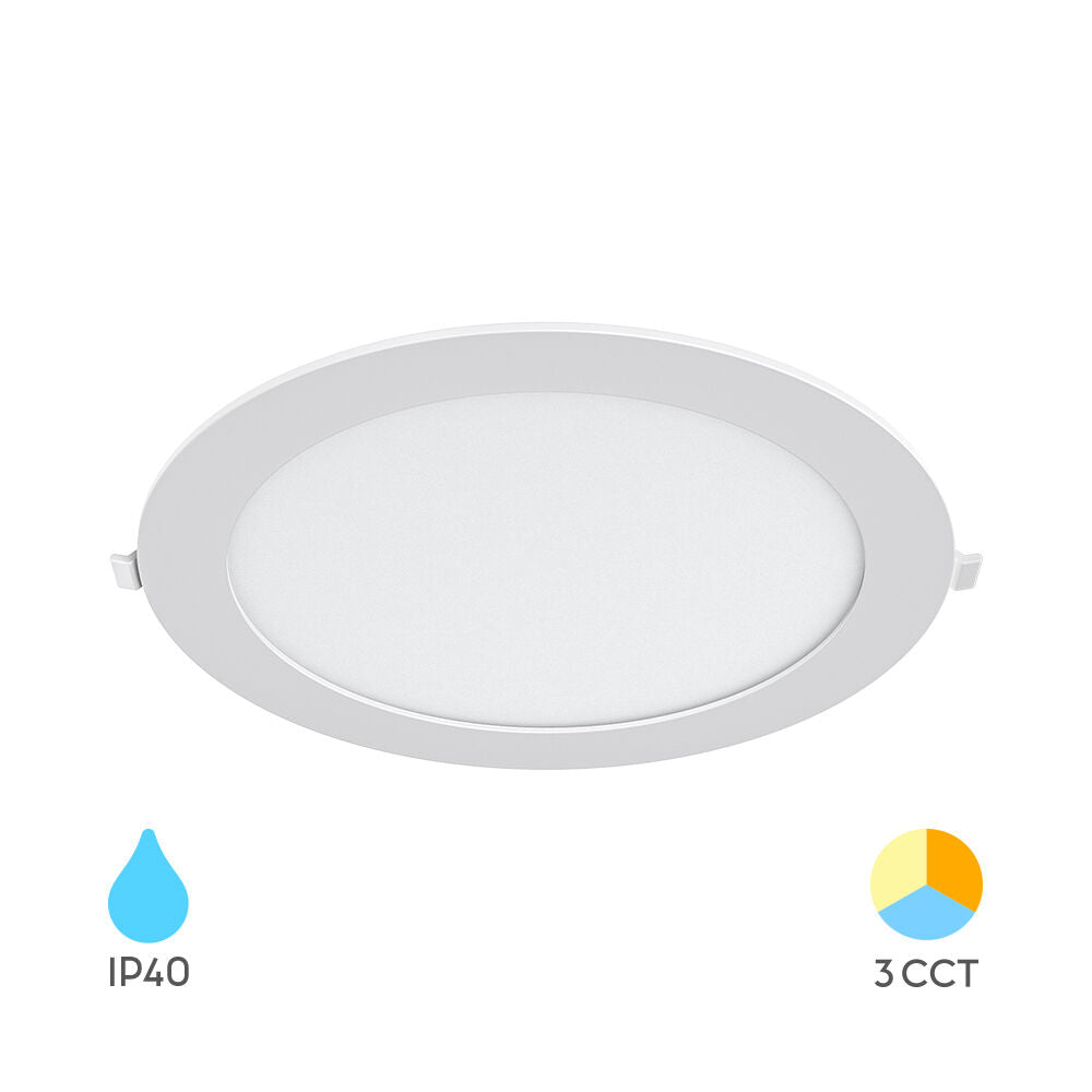 Spot LED 24W CCT Slim Rotund Alb / ⌀298mm / Incastrabil IP40 / 3 Lumini