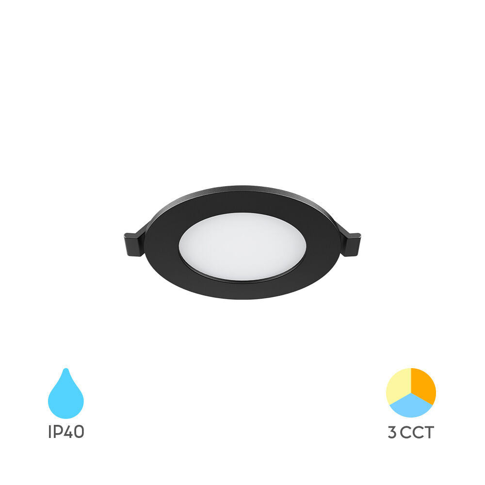 Spot LED 3W Slim Rotund Negru / ⌀85mm / Incastrabil IP40