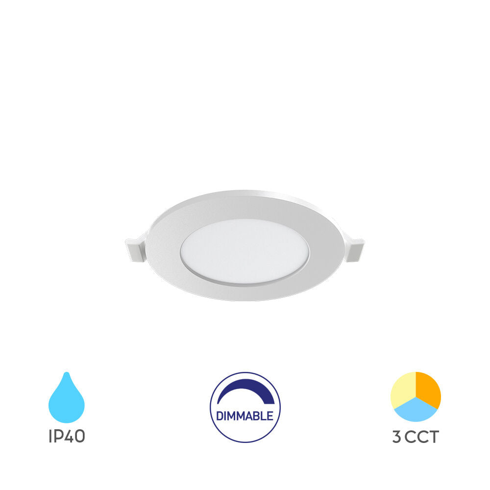 Spot LED 4W CCT Slim Rotund Alb / Dimabil / ⌀85mm / Incastrabil IP40 / 3 Lumini