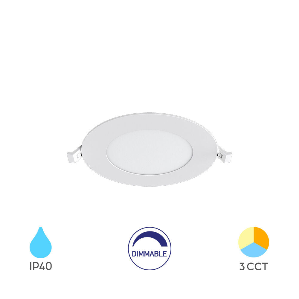 Spot LED 6W CCT Slim Rotund Alb / Dimabil / ⌀128mm / Incastrabil IP40 / 3 Lumini
