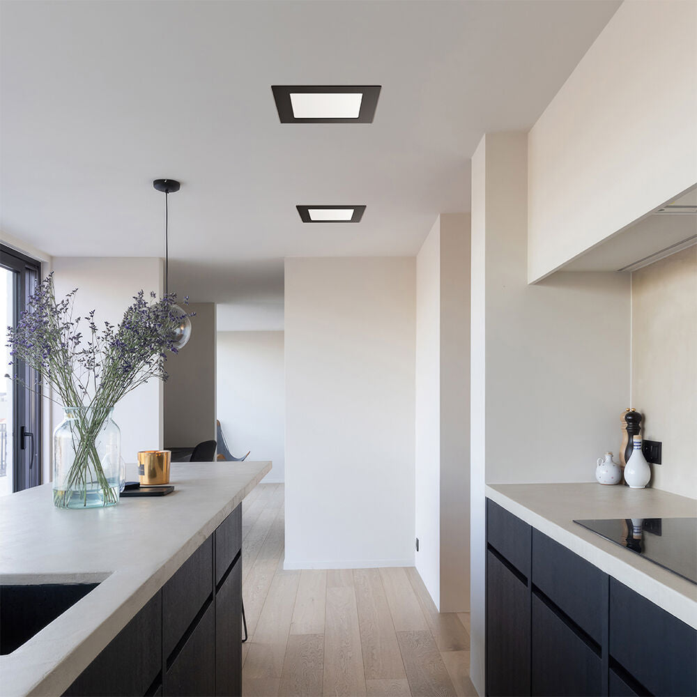 Spot LED 4W CCT Slim Patrat Negru / Dimabil / 90mm / Incastrabil IP40 / 3 Lumini