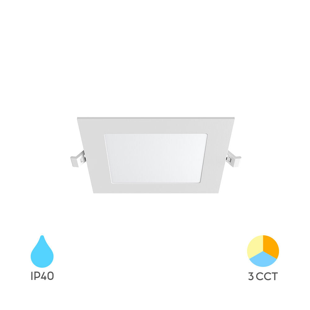 Spot LED 6W CCT Slim Patrat Alb / 128mm / Incastrabil IP40 / 3 Lumini