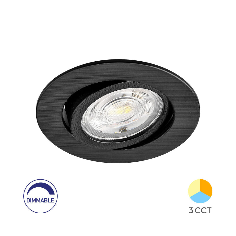Spot LED Incastrabil Rotund Fascicul Reglabil Negru Dimabil cu 3 Lumini ⌀8.5CM