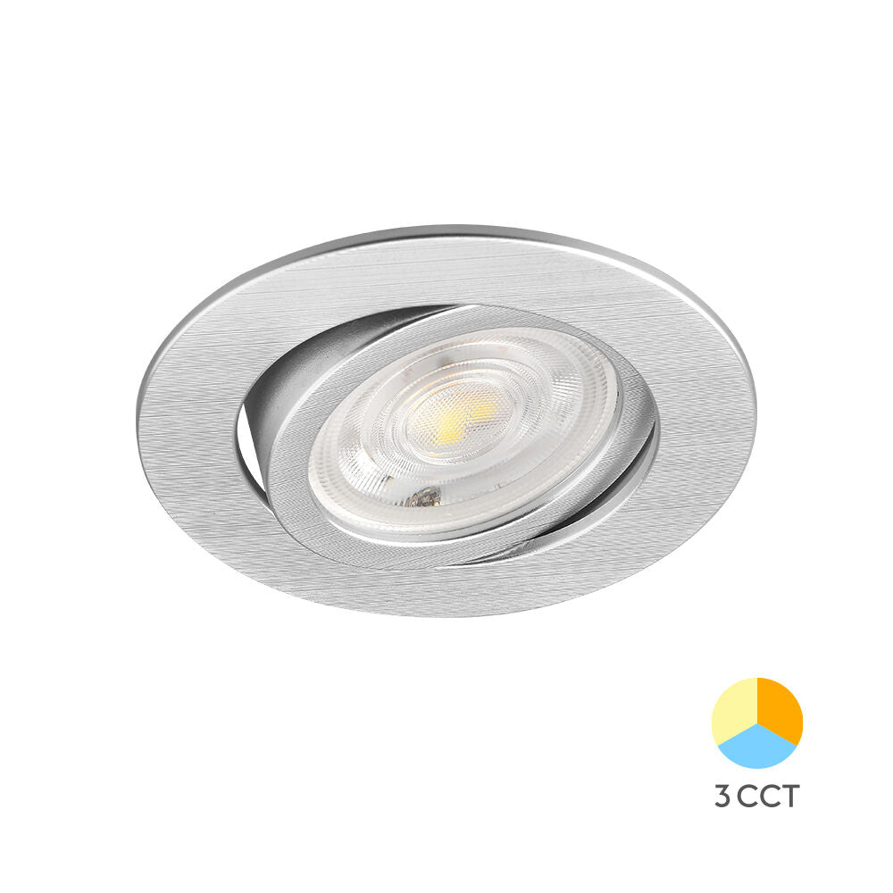 Spot LED Incastrabil Rotund Fascicul Reglabil Argintiu cu 3 Lumini ⌀8.5CM