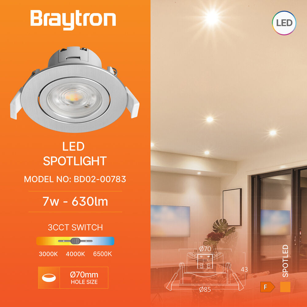 Spot LED Incastrabil Rotund Fascicul Reglabil Argintiu cu 3 Lumini ⌀8.5CM