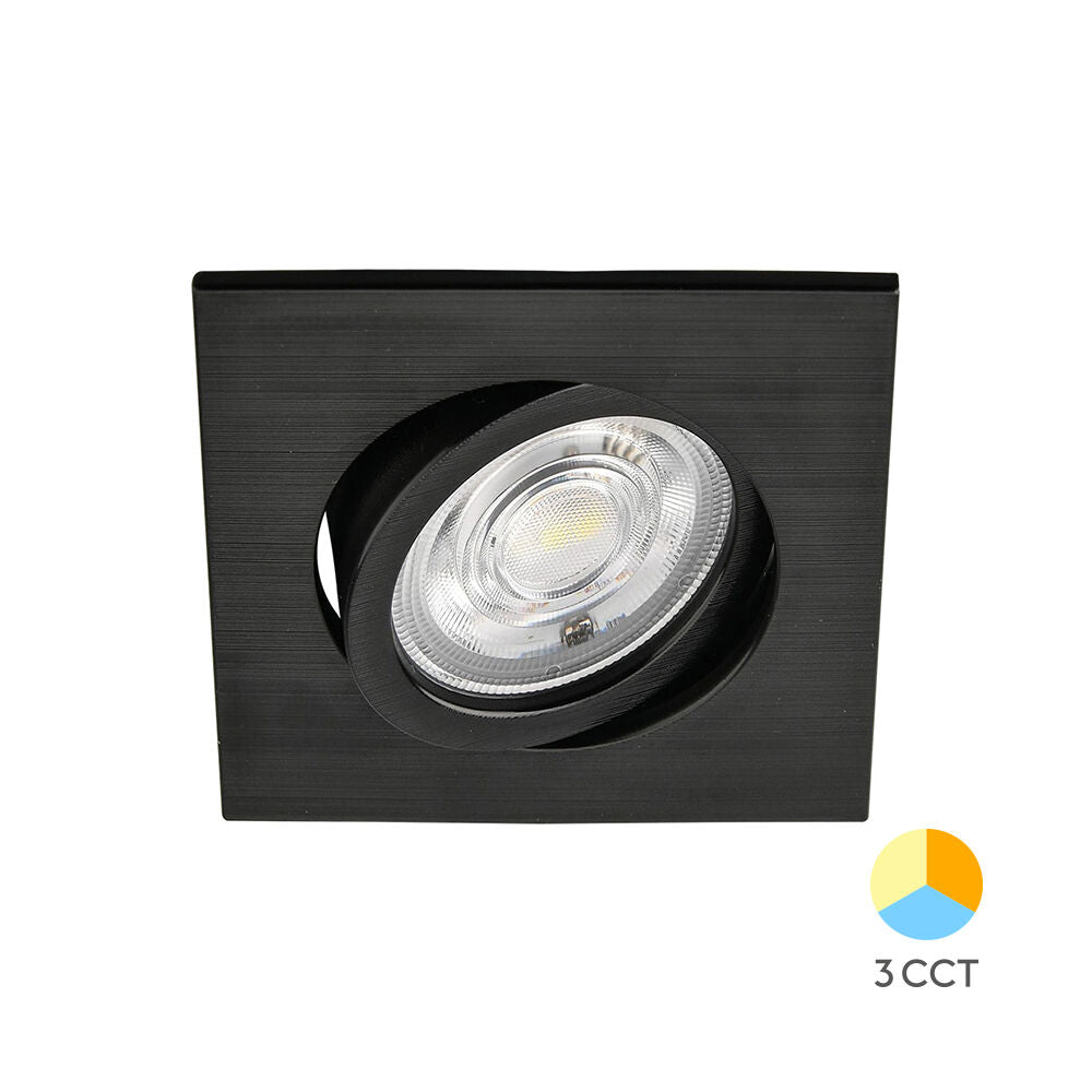Spot LED Incastrabil Patrat Fascicul Reglabil Negru cu 3 Lumini 8.5x8.5CM