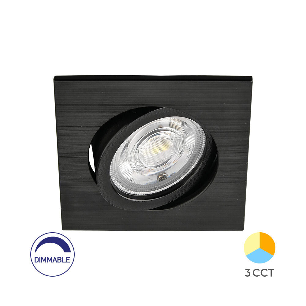 Spot LED Incastrabil Patrat Fascicul Reglabil Negru Dimabil cu 3 Lumini 8.5x8.5CM