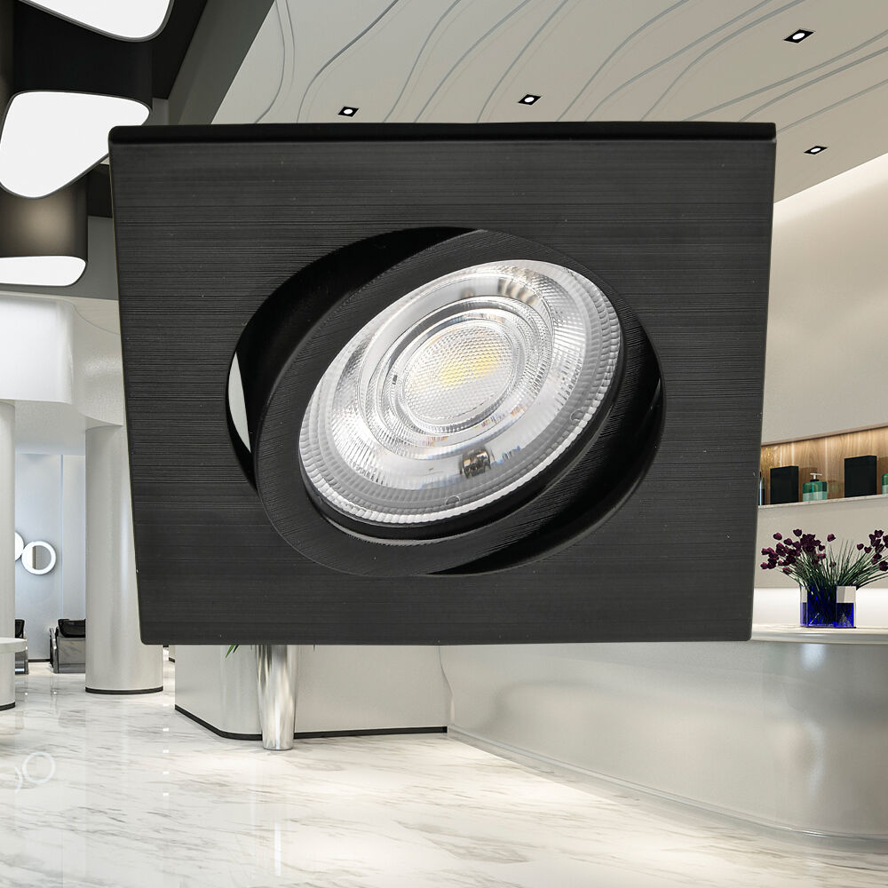 Spot LED Incastrabil Patrat Fascicul Reglabil Negru Dimabil cu 3 Lumini 8.5x8.5CM