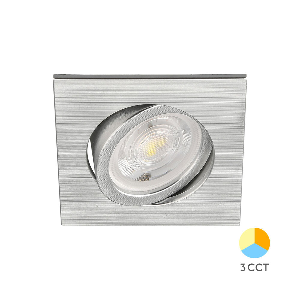 Spot LED Incastrabil Patrat Fascicul Reglabil Argintiu cu 3 Lumini 8.5x8.5CM