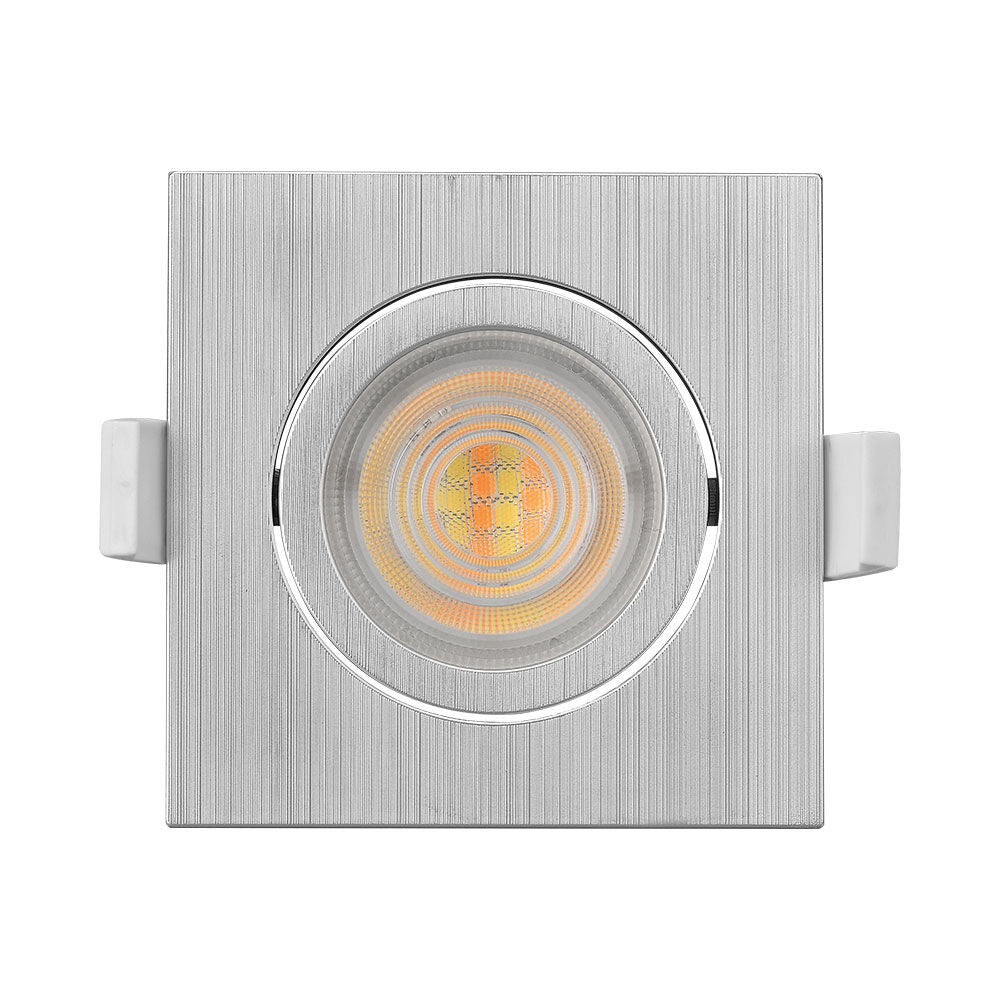 Spot LED Incastrabil Patrat Fascicul Reglabil Argintiu cu 3 Lumini 8.5x8.5CM