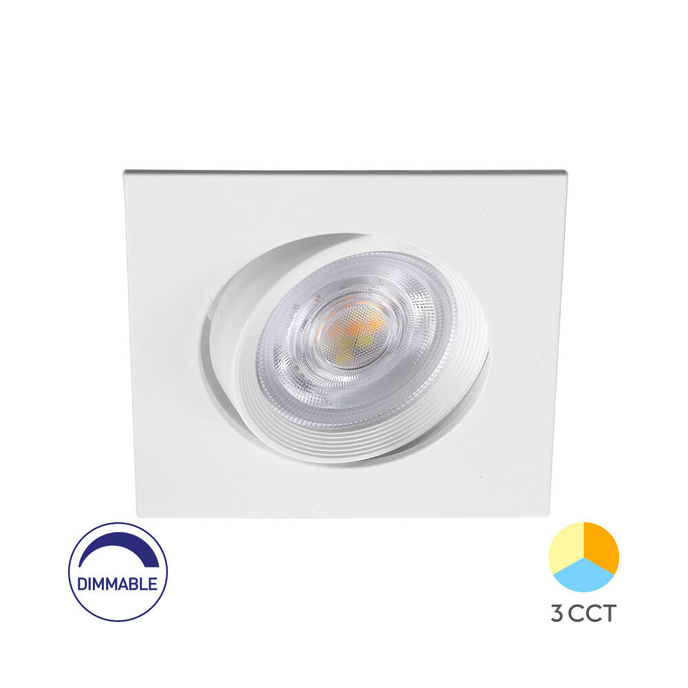 Spot LED Incastrabil Patrat Fascicul Reglabil Alb Dimabil cu 3 Lumini 8.5x8.5CM