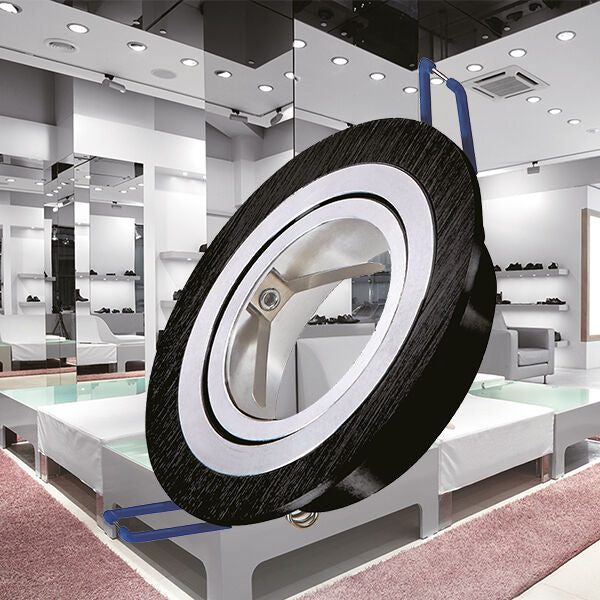 Spot Incastrat Rotund Fascicul Reglabil Negru & Argintiu Dulie MR16 Ø94x25mm