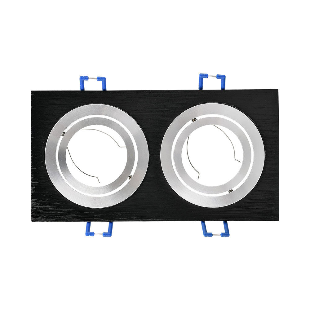 Spot Incastrat Dreptunghiular Fascicul Reglabil Negru & Argintiu Dulie 2xMR16 L170xH25mm