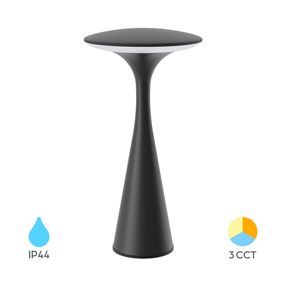 Veioza LED Decorativa Neagra Dimabila 3 Tipuri de Lumina 28CM IP44