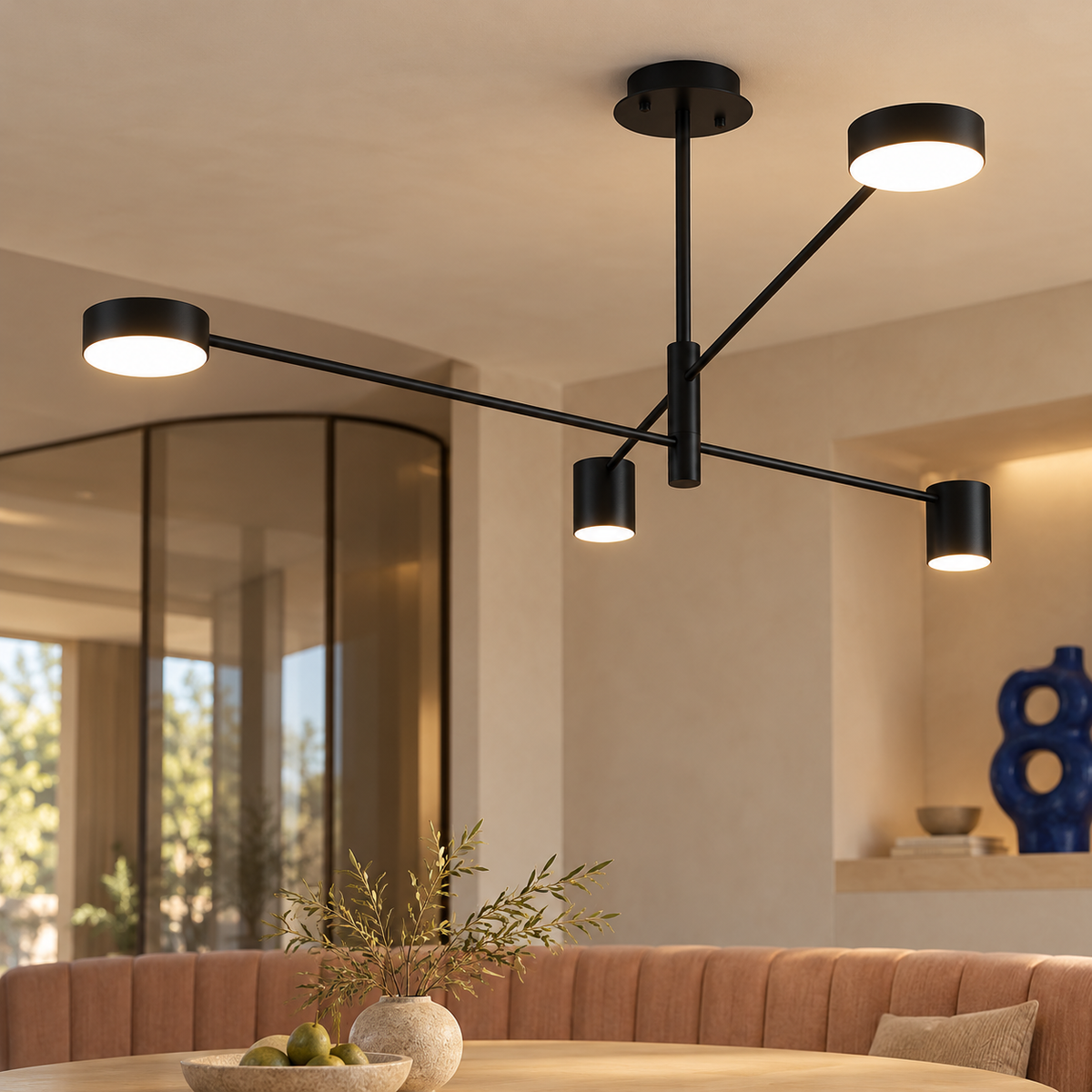 Lustra LED Gyzo Black Echivalent 150W Telecomanda