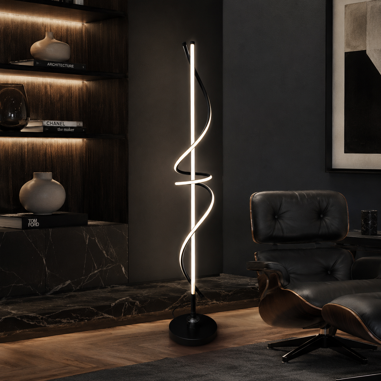 Lampadar LED 145CM 48W GORK Black 3 Functii de Lumina