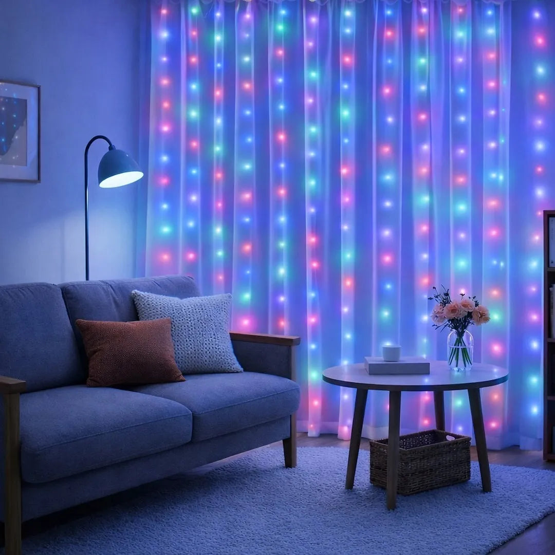 Instalatie LED Perdea Ploaie 300 LED-uri 3M×3M | 8 Moduri | Telecomanda | USB | Multicolor
