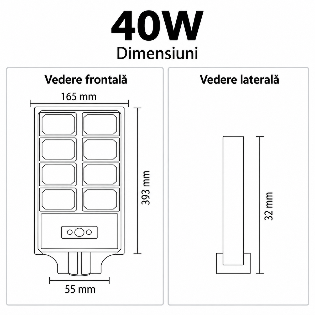Lampa LED Solara Compact Pro cu Senzor Miscare si Telecomanda 40W | 6400K
