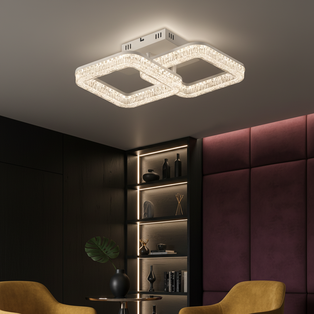 Lustra LED MATEO 2 Square White Echivalent 300W Telecomanda