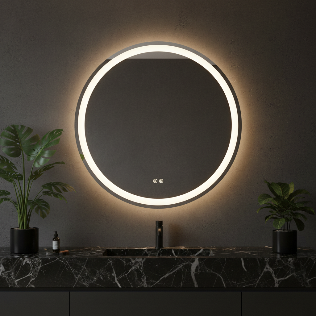 Oglinda LED Rotunda FRAMELESS 60cm, 3 Lumini, Dezaburire, DImabila si Touch OD018