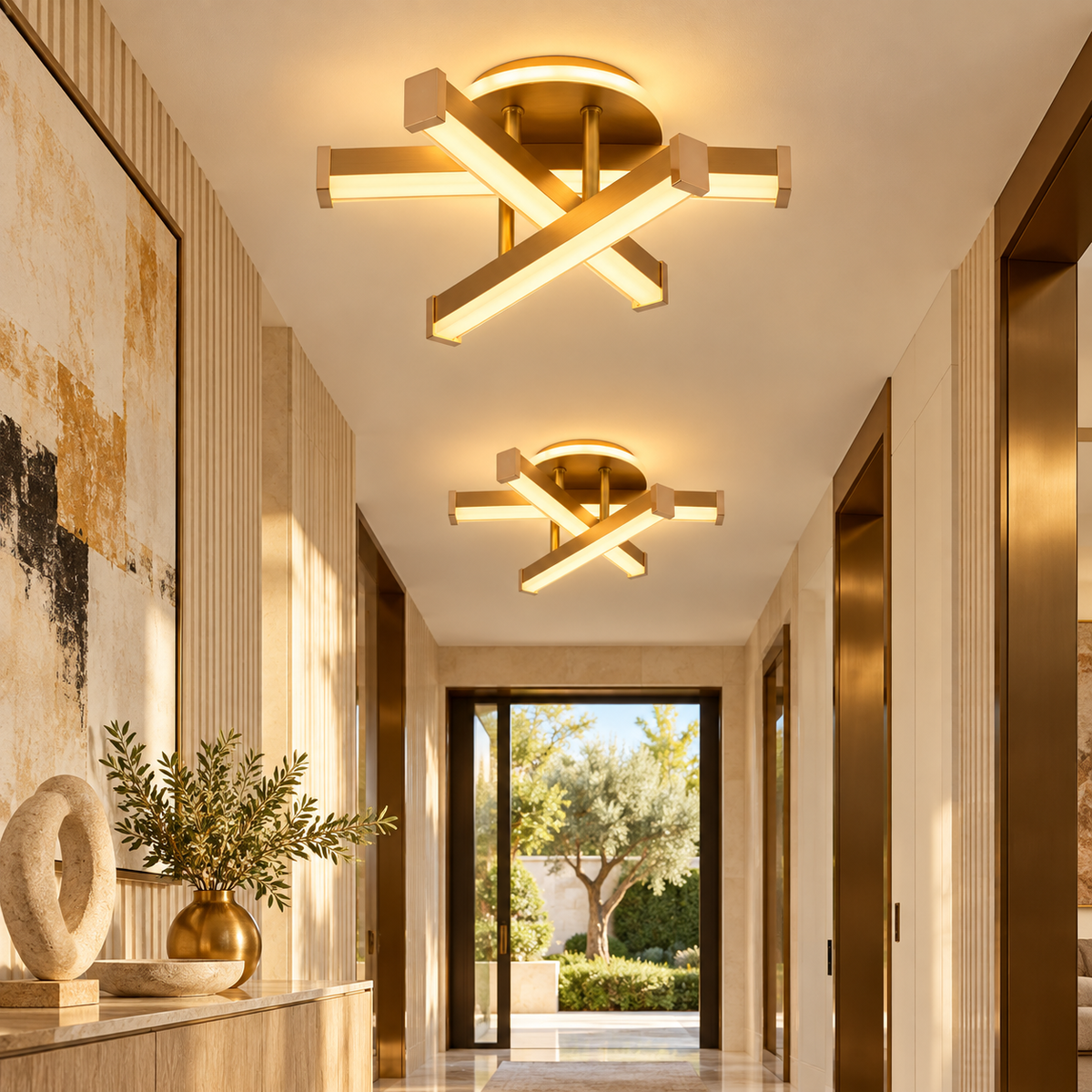Aplica LED LINNES CIRCLE 52W GOLD Echivalent 300W